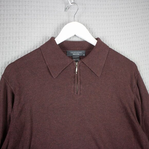 Toscano Made in Italy Burgundy Quarter Zip Sweater - Picture 3 of 8
